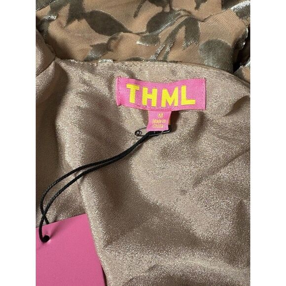 THML Velvet Flutter Dress Size Medium Brown Copper Shimmer WCT2276-3 - Picture 8 of 14